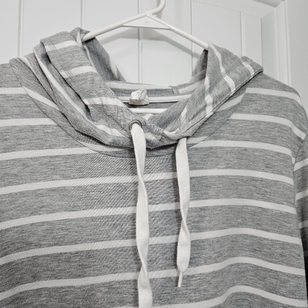 LIVI Gray & White Striped Hooded Tunic Plus Size 18/20 - Picture 6 of 7